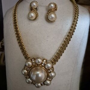 Monet Gold-Tone Woven Chain Necklace with Matching Earrings